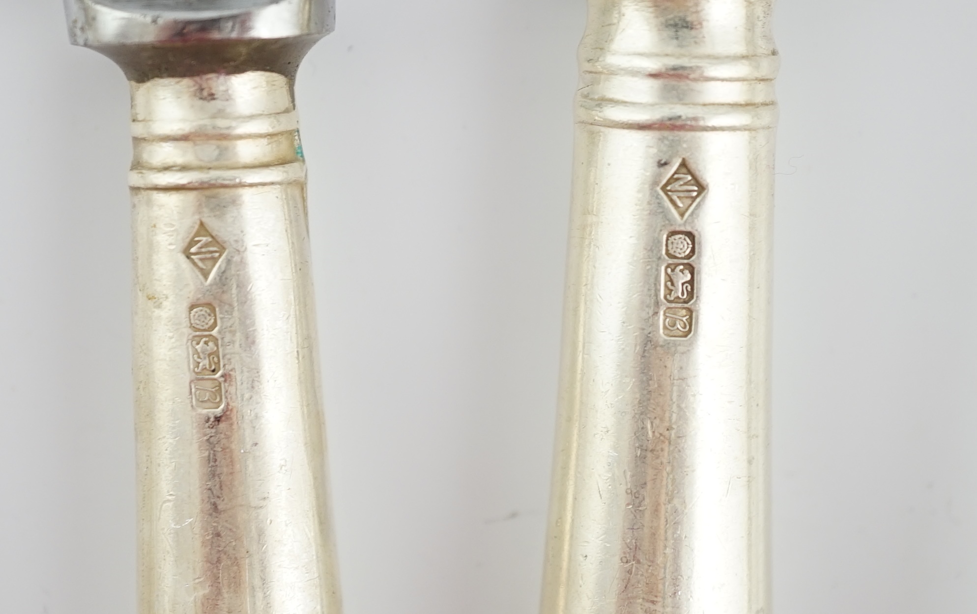 A part canteen of George VI silver Old English pattern flatware by Walker & Hall